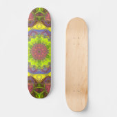 Skateboard Mosaic Mandala Flower rose jaune et vert (Recto)