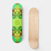 Skateboard Mosaic Mandala Flower vert bleu et jaune (Recto)