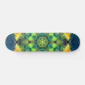 Skateboard Mosaic Mandala Flower vert jaune et bleu (Horz)