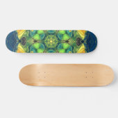 Skateboard Mosaic Mandala Flower vert jaune et bleu (Horz)