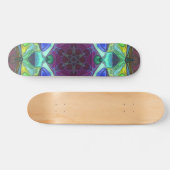 Skateboard Mosaic Mandala Flower violet bleu et vert (Horz)