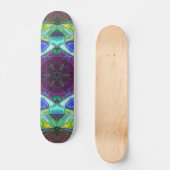 Skateboard Mosaic Mandala Flower violet bleu et vert (Recto)