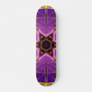 Skateboard Mosaic Mandala violet et jaune