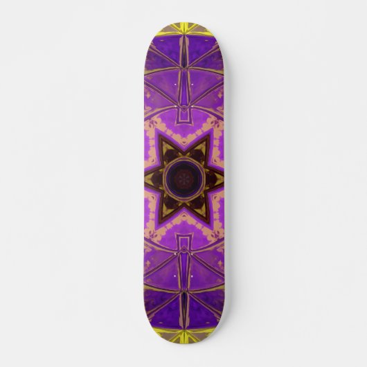 Skateboard Mosaic Mandala violet et jaune (Devant)
