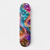 Skateboard Mosaïque 3D Abstraite de Luxe  (Devant)