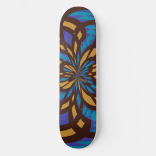 Skateboard Mosaïque bleue et Brown Art Abstrait