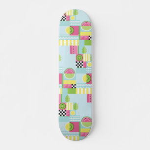 Skateboard Mosaïque colorée estivale, kiwi de pastèque