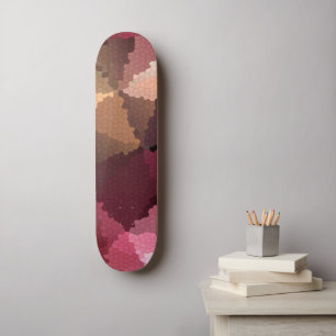 Skateboard Mosaïque de couleurs brun-rose et jaune