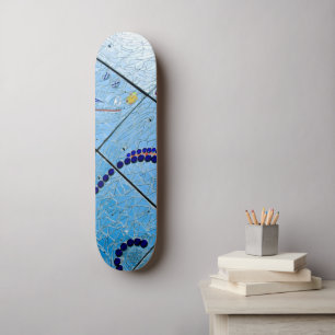 Skateboard Mosaïque de miroir géométrique de Baltimore bleu A