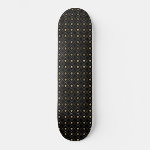 Skateboard Motif 2 crâne noir or diamants