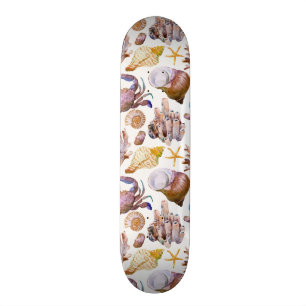 Skateboard Motif 4 de vie marine d'aquarelle