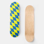 Skateboard Motif à carreaux harlequin bleu jaune  (Recto)