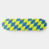 Skateboard Motif à carreaux harlequin bleu jaune  (Horz)