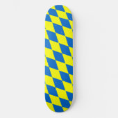 Skateboard Motif à carreaux harlequin bleu jaune  (Recto)