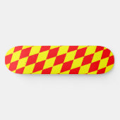 Skateboard Motif à carreaux Harlequin rouge jaune (Horz)