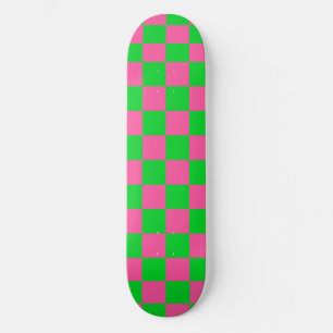Skateboard Motif À damiers chèque rose vert