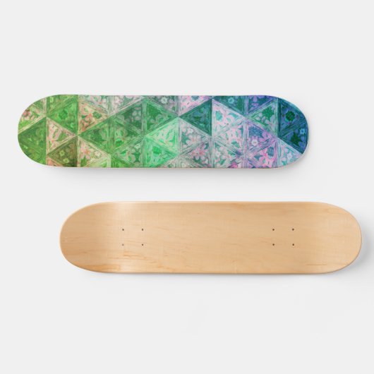 Skateboard Motif à fleurs bleu et vert (Horz)