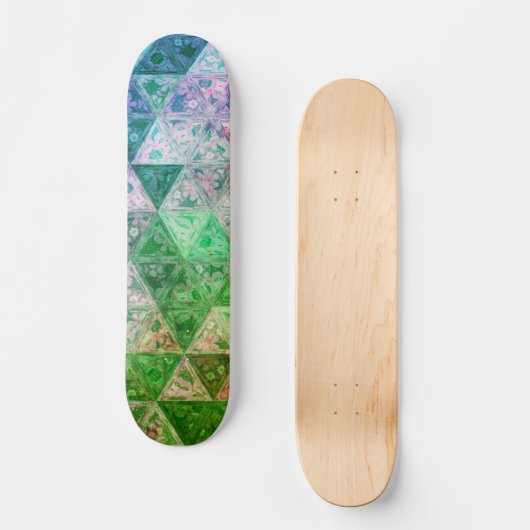 Skateboard Motif à fleurs bleu et vert (Recto)