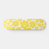 Skateboard Motif à fleurs - Citron jaune et blanc (Horz)
