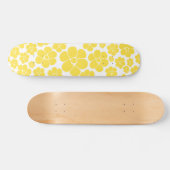 Skateboard Motif à fleurs - Citron jaune et blanc (Horz)