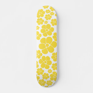 Skateboard Motif à fleurs - Citron jaune et blanc