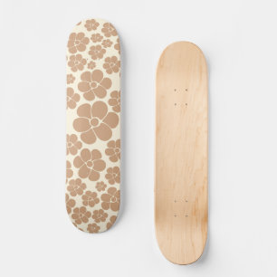 Skateboard Motif à fleurs en Tan et Crème