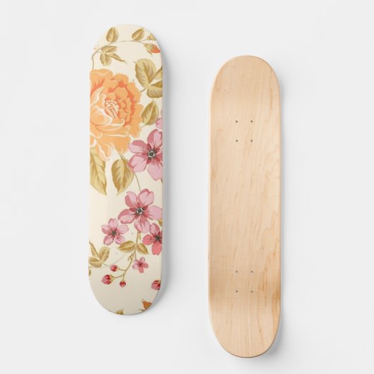 Skateboard Motif à fleurs orange (Recto)