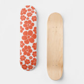 Skateboard Motif à fleurs - Orange et Blanc (Recto)
