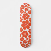 Skateboard Motif à fleurs - Orange et Blanc (Devant)