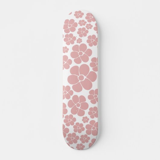 Skateboard Motif à fleurs - rose et blanc (Devant)