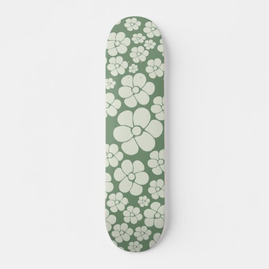 Skateboard Motif à fleurs - Vert (Devant)