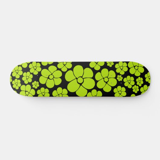 Skateboard Motif à fleurs - Vert citron (Horz)