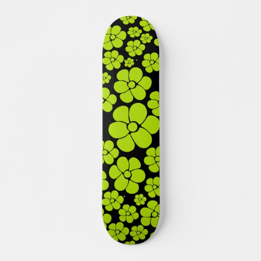 Skateboard Motif à fleurs - Vert citron (Devant)