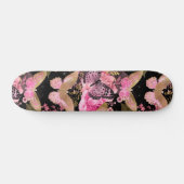 Skateboard Motif à papillon floral rose et or (Horz)