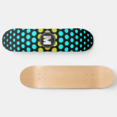 Skateboard Motif à pois vert acide et aqua Monogram (Horz)