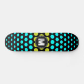 Skateboard Motif à pois vert acide et aqua Monogram (Horz)