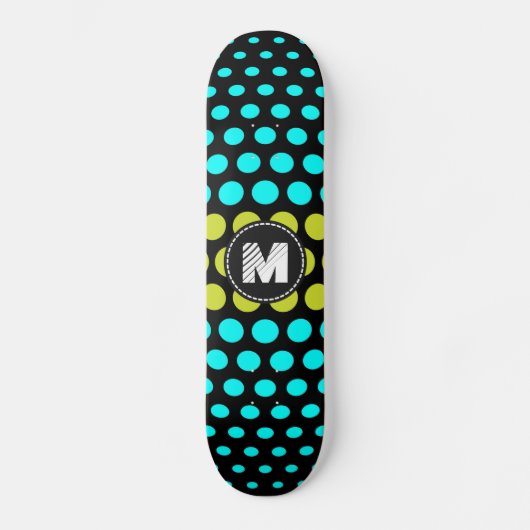 Skateboard Motif à pois vert acide et aqua Monogram (Recto)