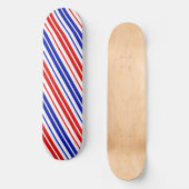 Skateboard Motif à rayures blanches rouges bleues (Recto)