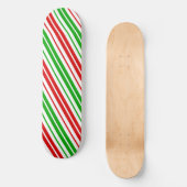 Skateboard Motif à rayures blanches rouges et vertes (Recto)
