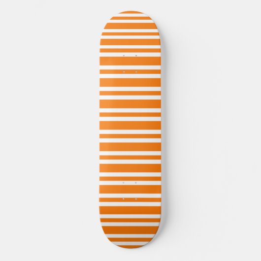 Skateboard Motif à rayures orange et blanc (Recto)