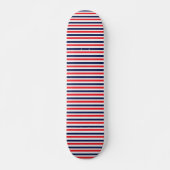 Skateboard Motif à rayures rouge, bleu et blanc (Devant)