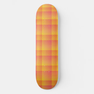 Skateboard Motif abstrait à carreaux rouge et jaune