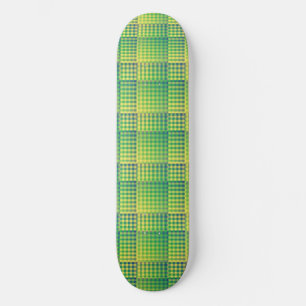 Skateboard Motif abstrait à carreaux verts et bleus