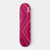 Skateboard Motif Abstrait à rayures roses avec Modèle de nom (Devant)