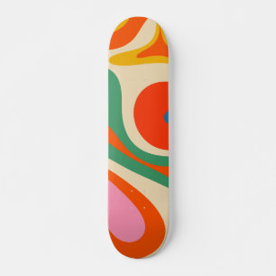 Skateboard Motif Abstrait coloré Mod Swirl Retro Trippy