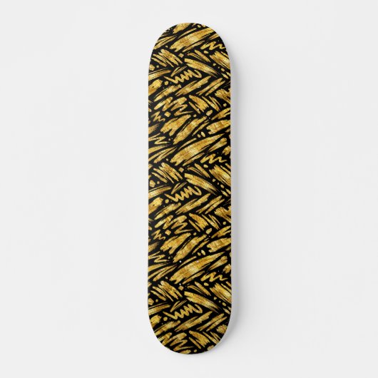 Skateboard Motif abstrait de feuille d'or (Devant)