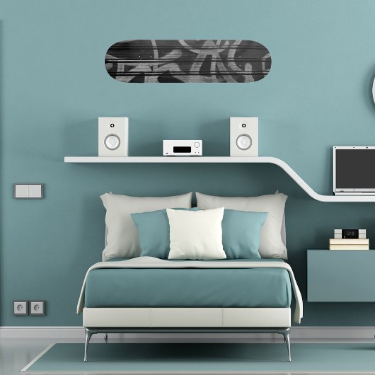 Skateboard Motif abstrait gris noir