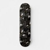 Skateboard Motif Abstrait gris, noir et or (Devant)