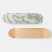 Skateboard Motif Abstrait Retro Liquid Swirl à Sage Green (Horz)