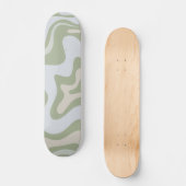 Skateboard Motif Abstrait Retro Liquid Swirl à Sage Green (Recto)